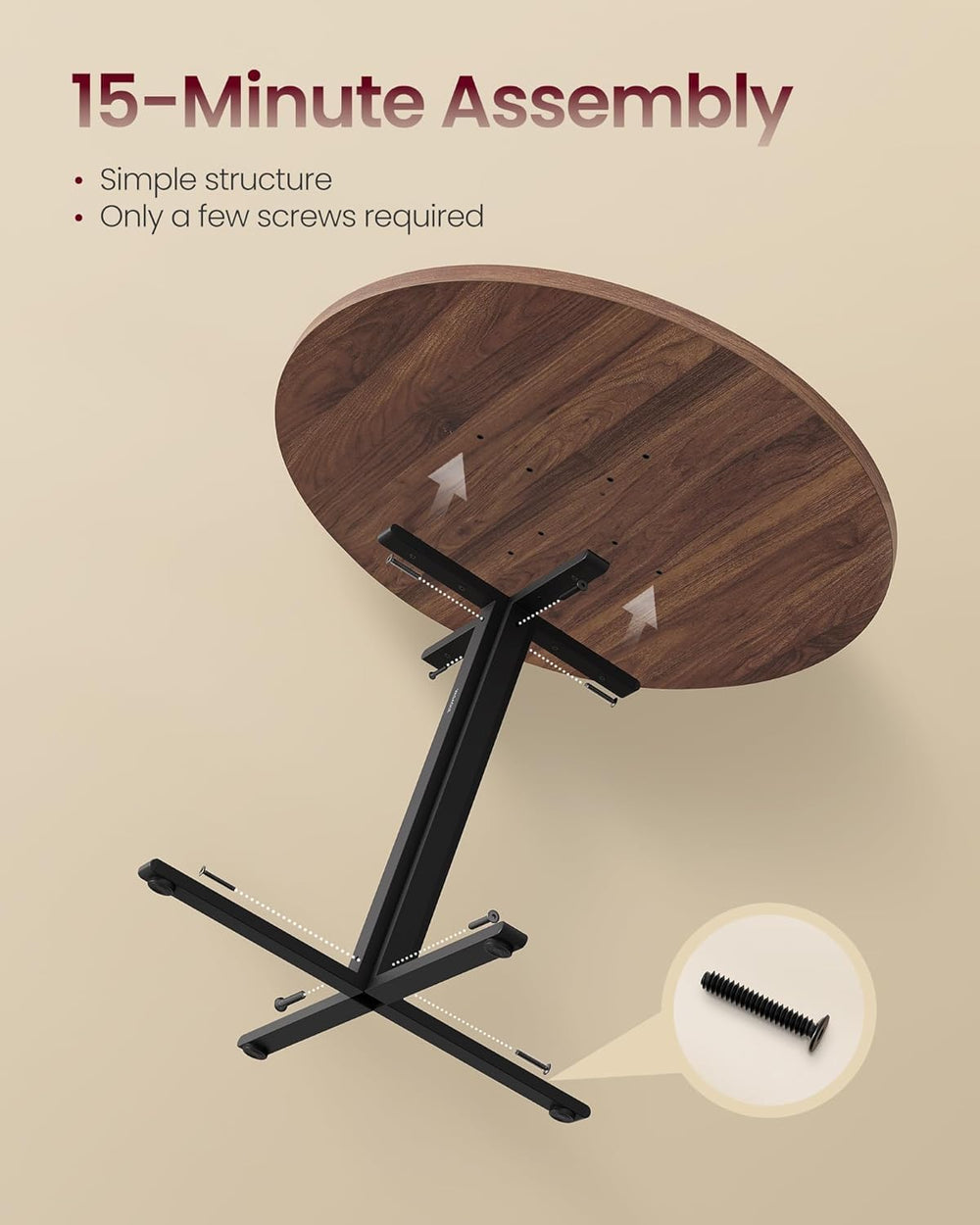 VASAGLE 31.5-Inch Dining Table, Small Round Kitchen Table for 4 People | Stee...