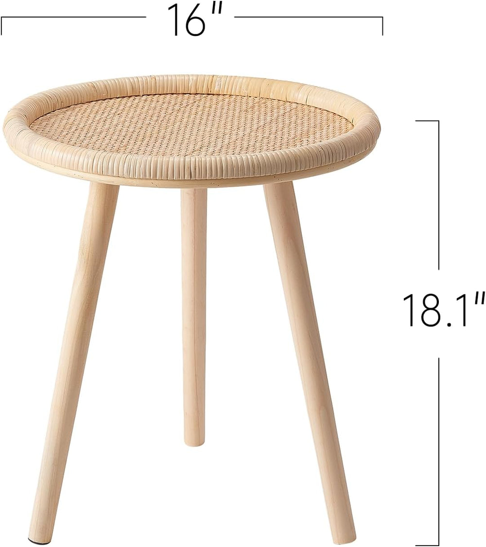 Small Rattan Side Table, Round Side Table for Living Room, Boho Wicker Coffee...