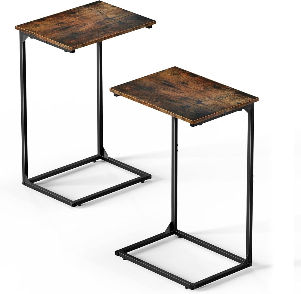 C Shaped End Tables Set of 2, Couch Tables that Slide Under Sofa, High Table ...