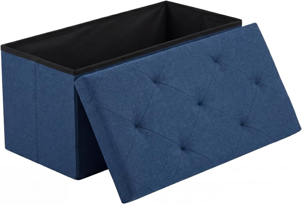 DUMOS 30 Inch Foldable Storage Ottoman Bench, Large Ottoman with Storage
