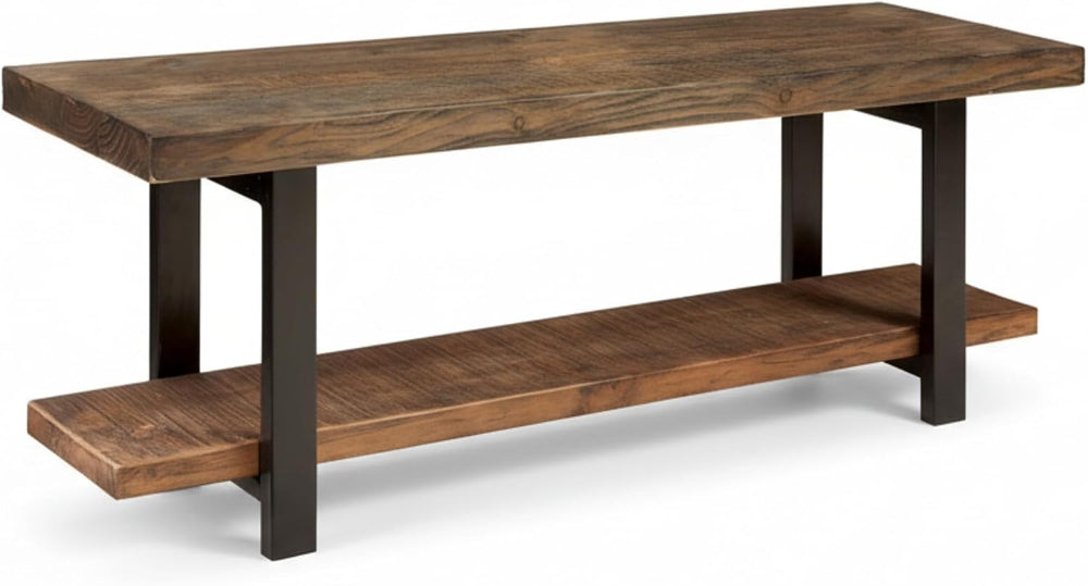 Pomona Solid Wood Entryway Bench with Shoe Rack, Rustic Brown, 48 Inch | Mode...