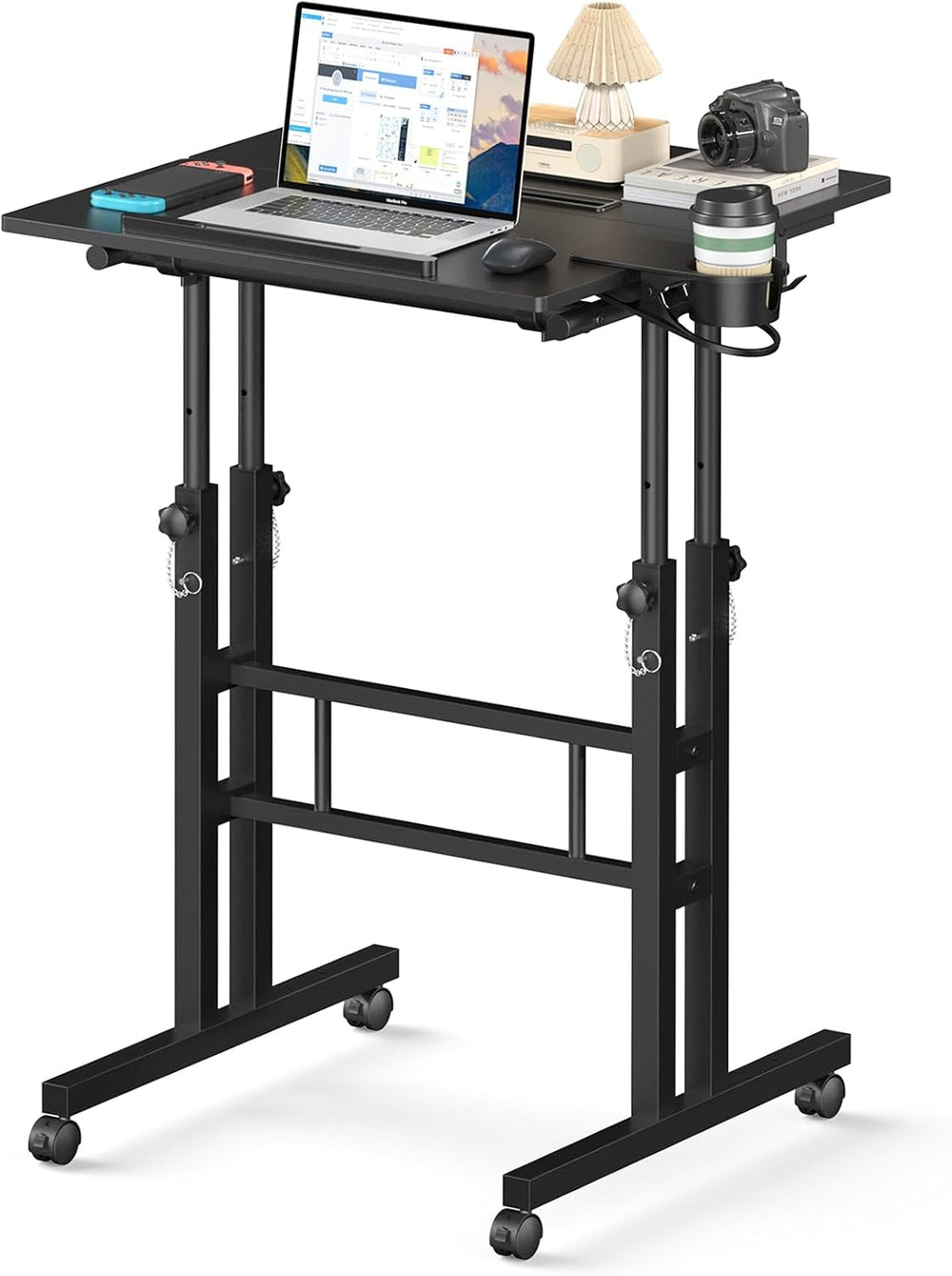 Enayplon Small Standing Desk with Wheels, Mobile Stand Up Desk, Portable Stan...