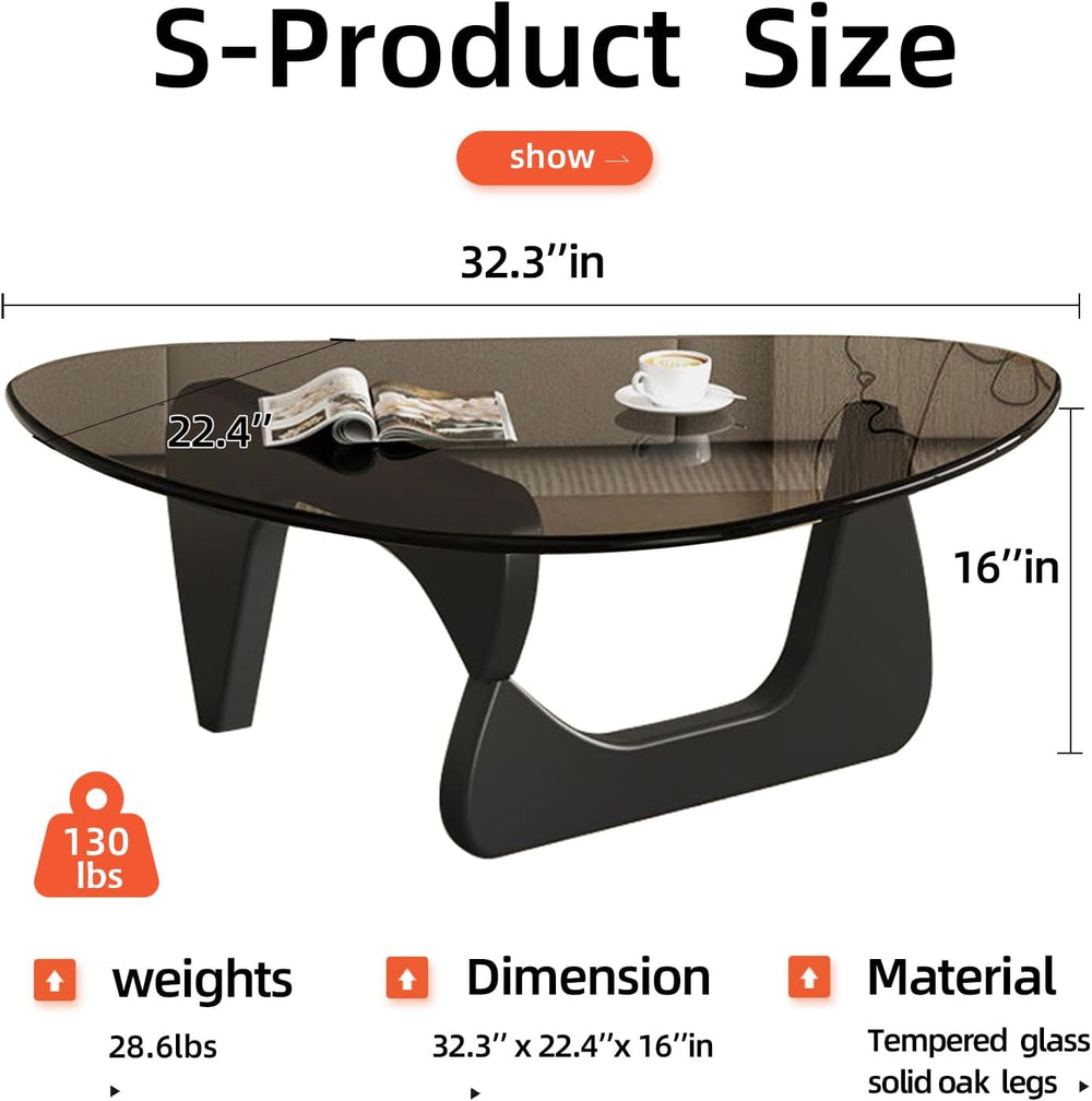 Modern Glass Coffee Table, Mid Century Coffee Table, Small Coffee Table for L...
