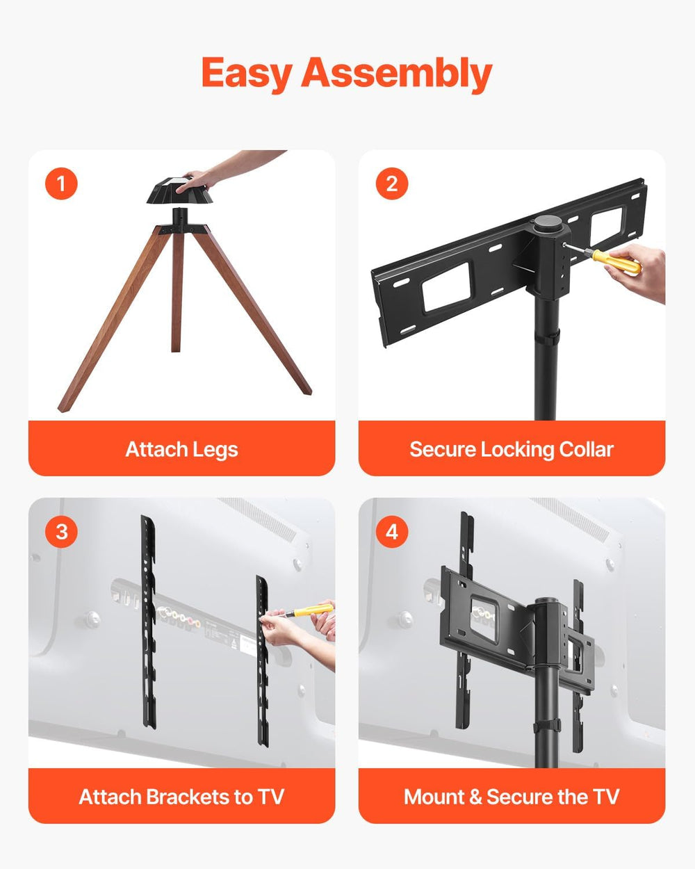 VEVOR Tripod Easel TV Stand, for 40-65 inch Flat Screen/Curved TVs Up to 99 l...