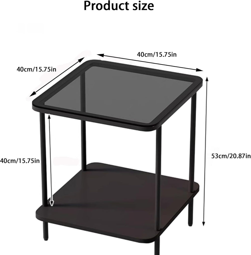 EASYSOUL Small Square Glass Coffee Tables for Living Room, 15.75 x 15.75 x 20...
