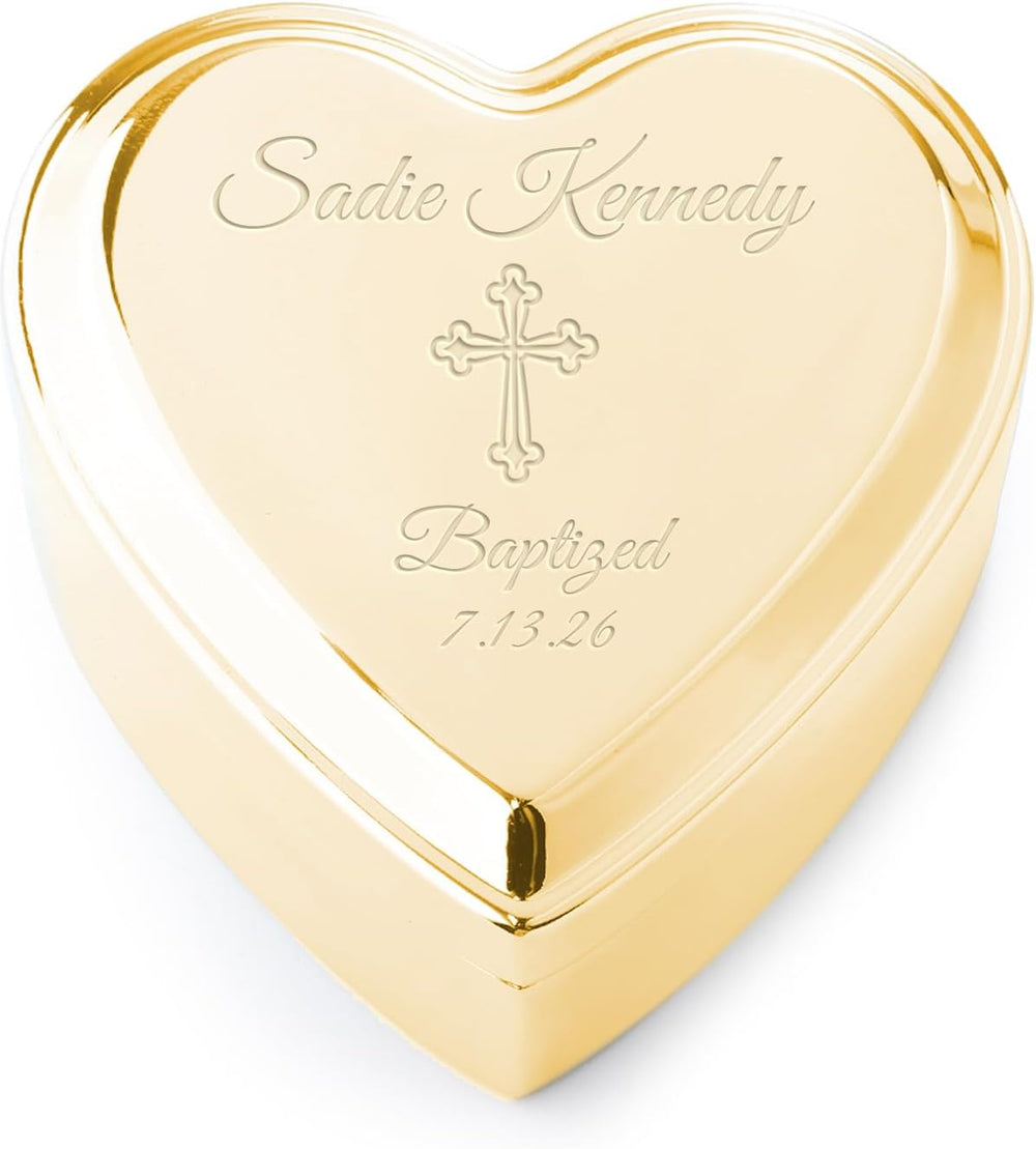 Cherished Moments Personalized Baptism Jewelry Box, Heart Keepsake