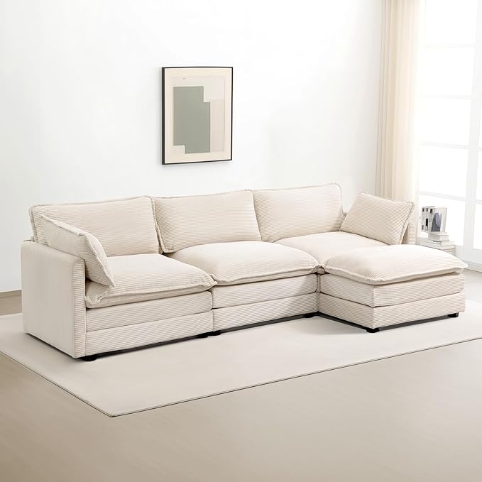 ROWHY Oversized Modular Sectional Sofa with Movable Ottoman, 112 Inch 4 Seat ...