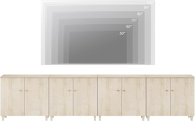 WAMPAT TV Stands Entertainment Center for 110+ Inch TVs, 4-in-1 Wood Televisi...