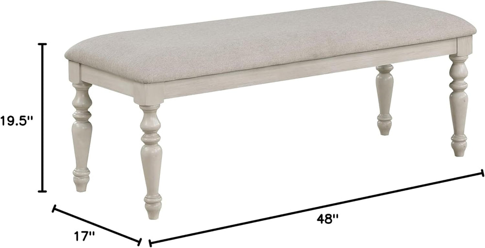New Classic Furniture Jennifer Wood Elegant Bench, White