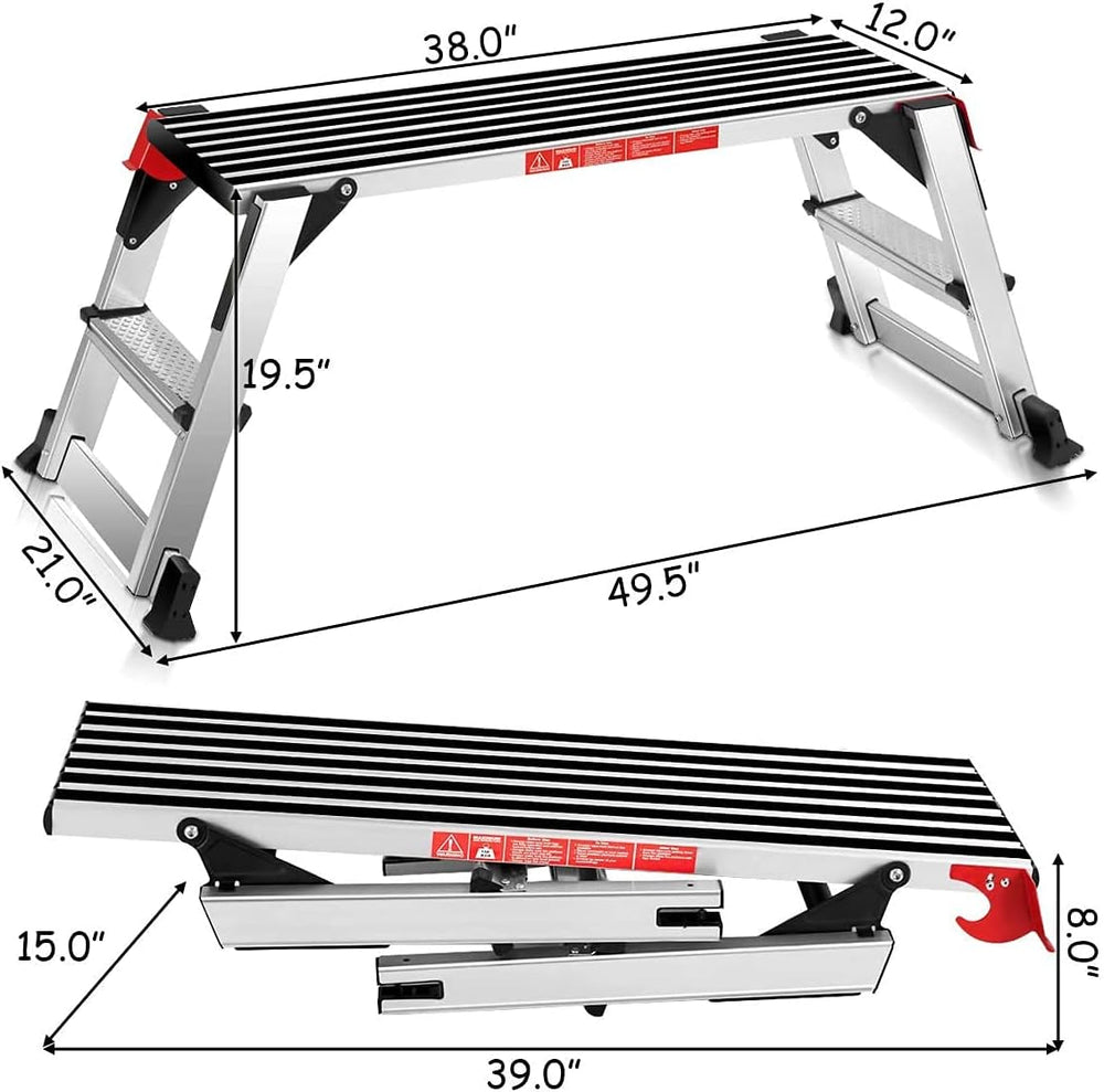 40'' Step Stool Folding Ladder Portable Work Bench Aluminum Drywall S...