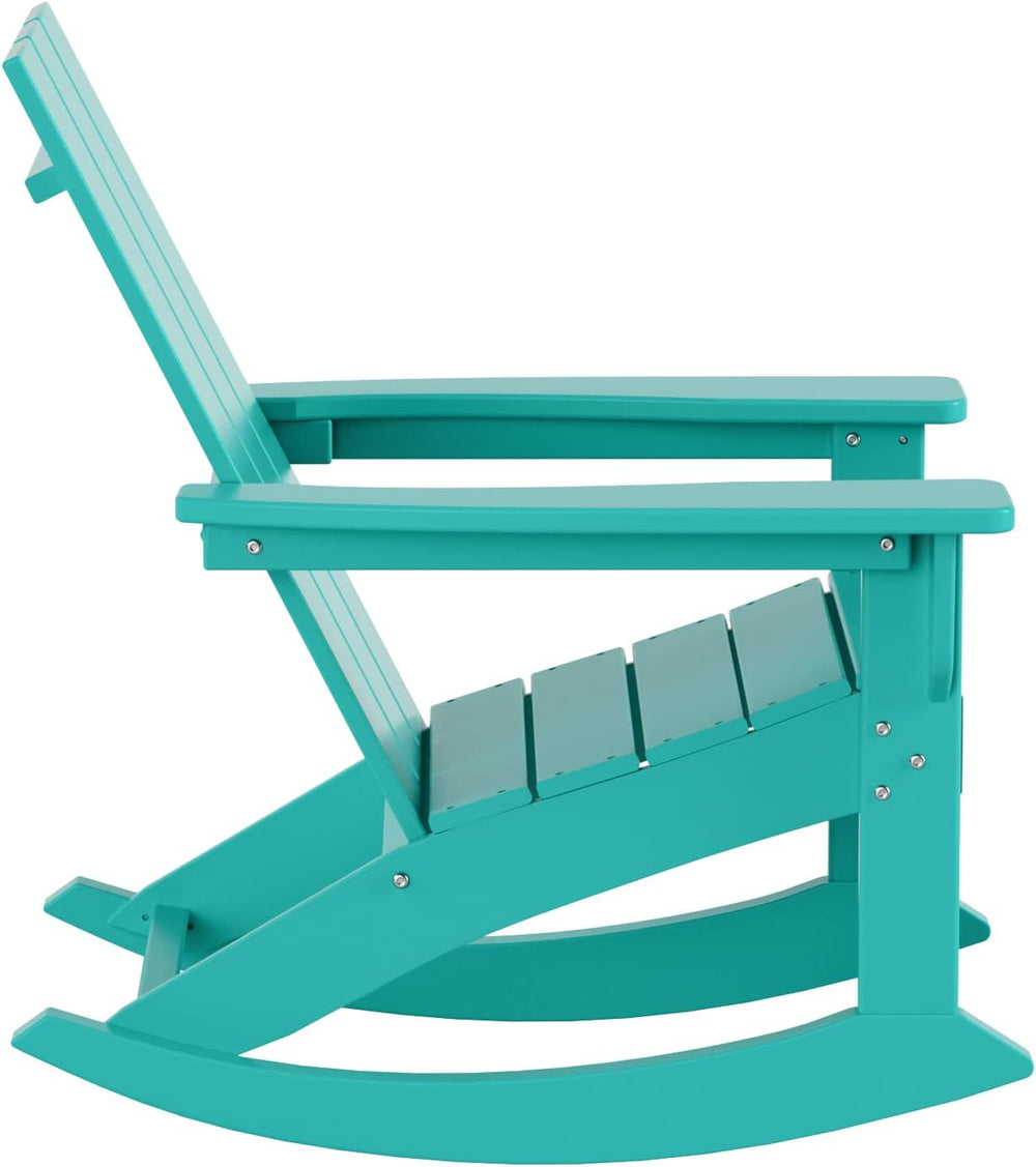 HDPE Shoreside Modern Rocking Poly Adirondack Chair (Set of 4),Turquoise