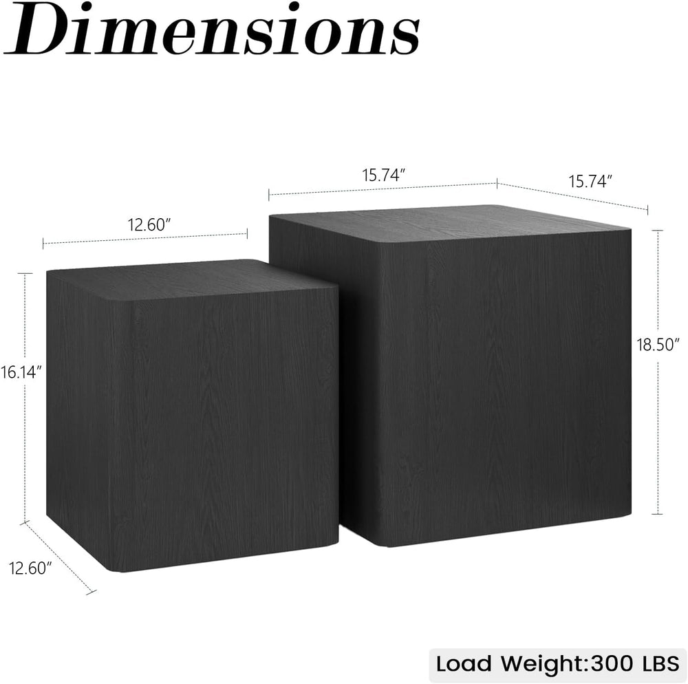 Nesting Coffee Table Set of 2, Black End Table for Small Spaces | Modern Coff...