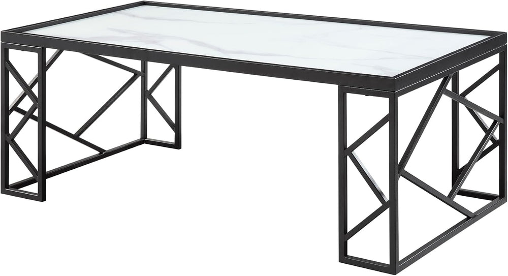 3pc Tables Set with Tempered Glass Top and Black Metal Frame | Includes 3-pie...