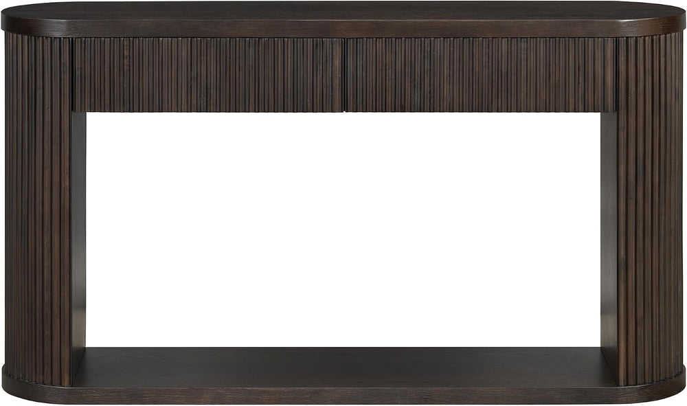 WILLIAMSPACE 53" Oval Fluted Console Table with 2 Drawers & Storage ...