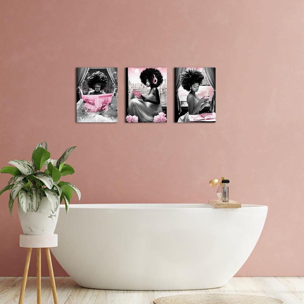 Apicoture Black Girl Wall Art Black and Pink Wall Art African American Women ...