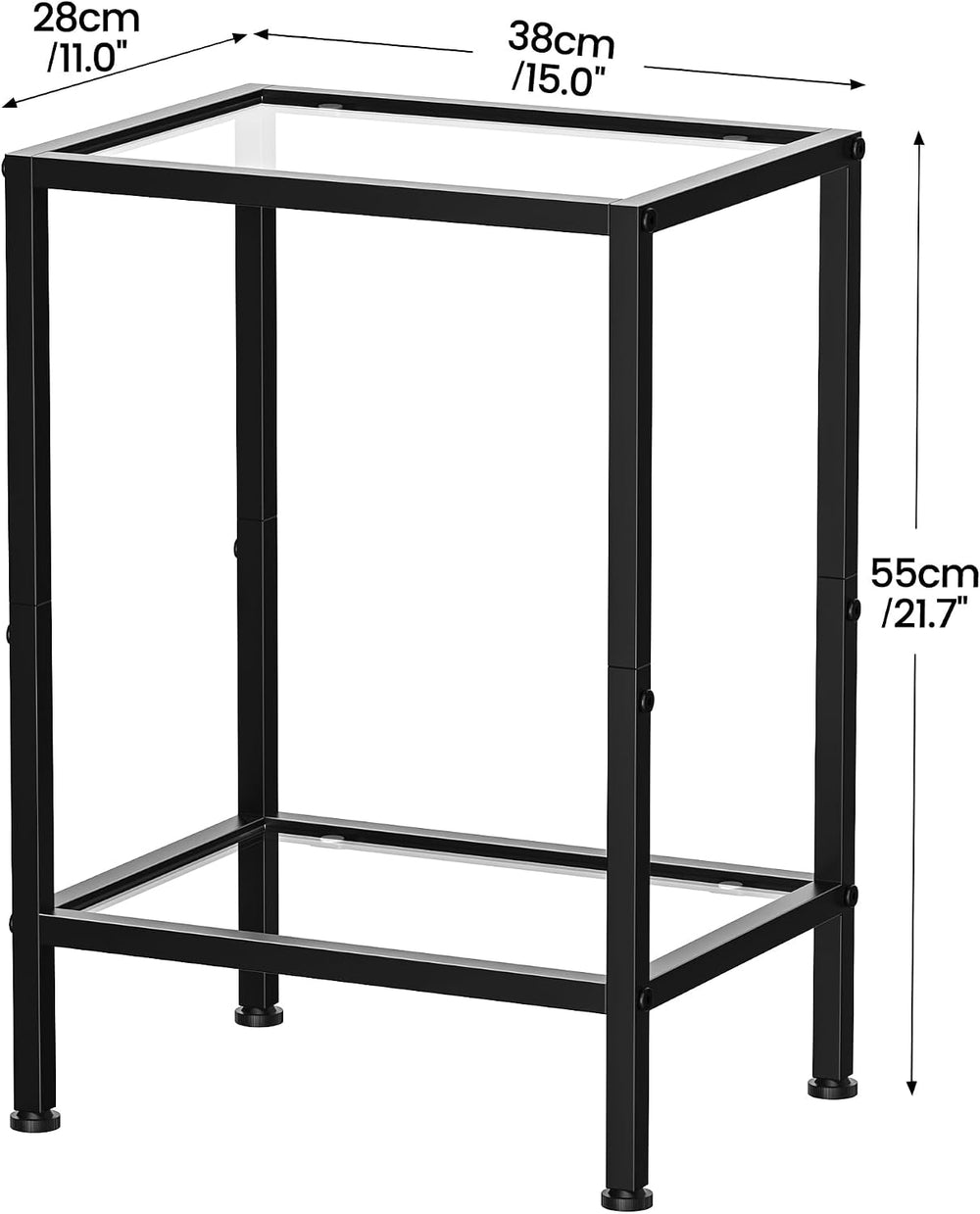 Side Tables Set of 2,Tempered Glass End Tables, 2-Tier Nightstands with Open ...