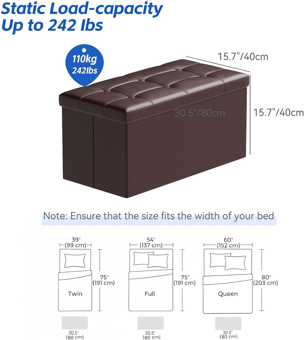 BRIAN & DANY 30 Inches Storage Ottoman Bench, Faux Leather Ottoman with S...