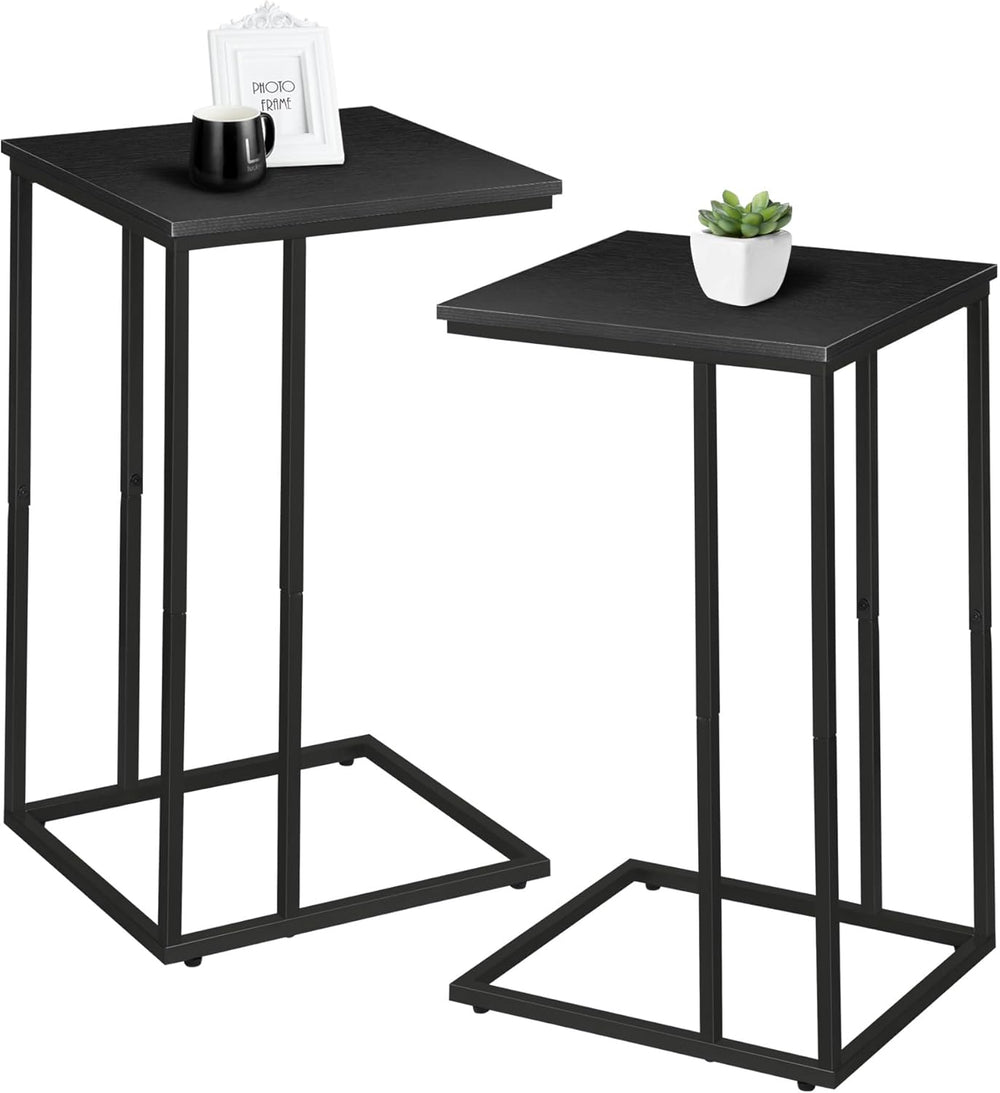 C Shaped Side Table Set of 2, Skinny Sofa Table for Sofa and Bed, Couch Table...