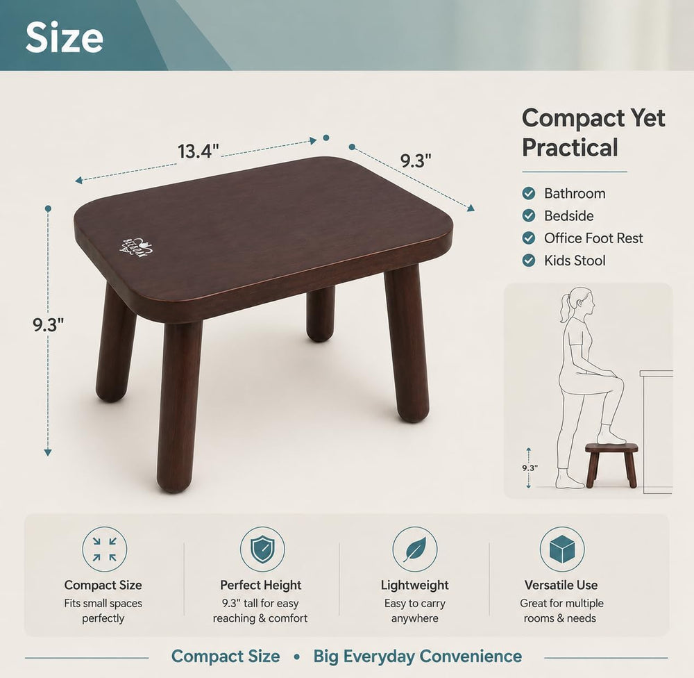 BEE&OAK 13.4 Inch Heavy Duty Wooden Step Stools for Adults - Non Slip, 30...