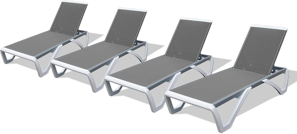 Domi Outdoor Lounge Chairs Set of 4, Aluminum Chaise Lounge Chairs for Outsid...