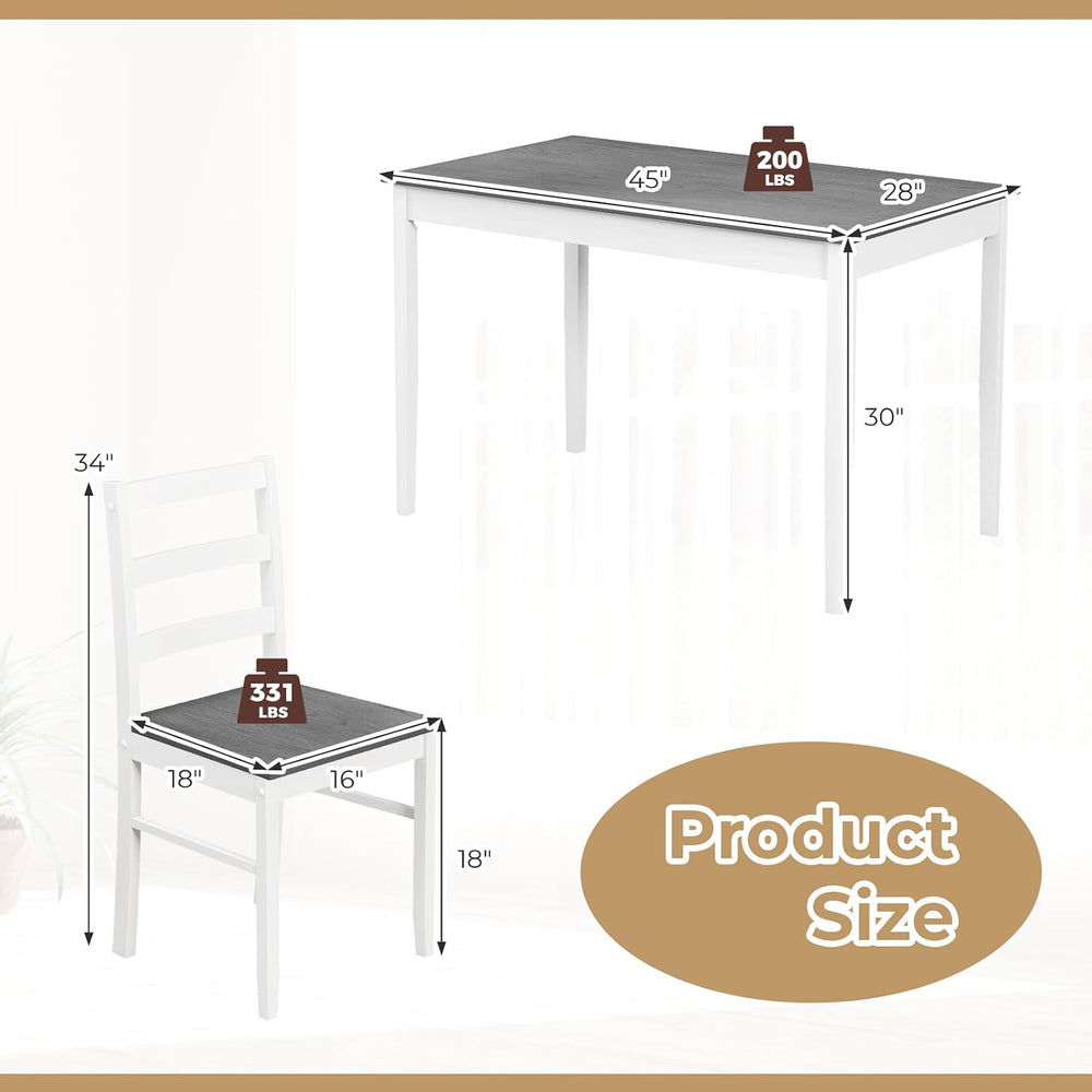 Tangkula Dining Table Set for 4, Farmhouse Solid Wood Dinette Set w/Rubber Wo...