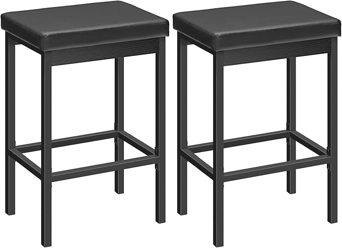 HOOBRO Bar Stools, Set of 2 Bar Chairs, 24.8-Inch Height Stools, Breakfast Ba...
