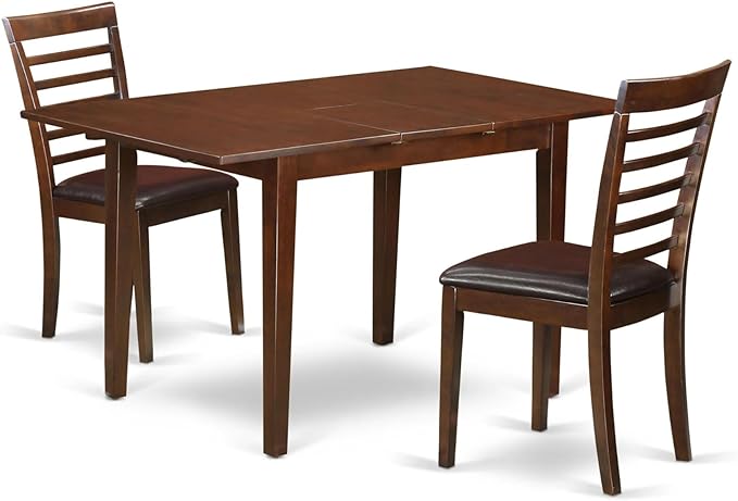 East West Furniture NOML3-MAH-LC 3 Piece Dining Table Set Contains a Rectangl...