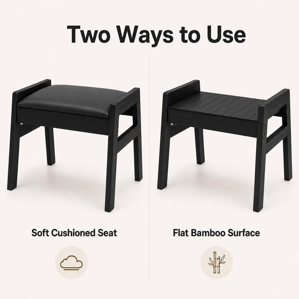 BAMBOOHOMIE Foot Stool Ottoman, Modern Vanity Stool Chair for Makeup with Rem...