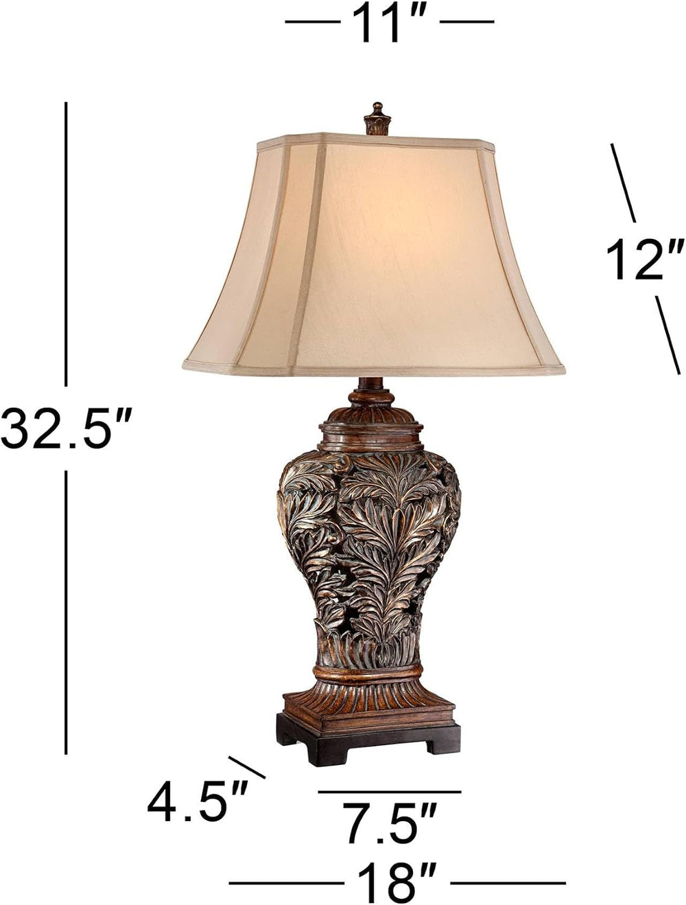 Oak 32 1/2" Bronze Brown Large Table Lamps Set of 2 Leafwork Cottage