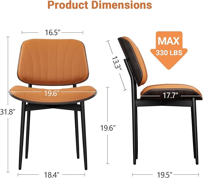 Dining Chairs Set of 6, Mid Century Modern Dining Room and Kitchen Chairs, Up...