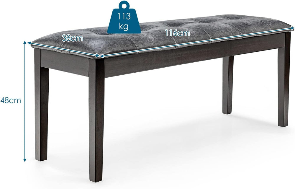 TANGZON 116cm/45Inches PU Leather Padded Dining Bench, Rubber Wood Legs Uphol...
