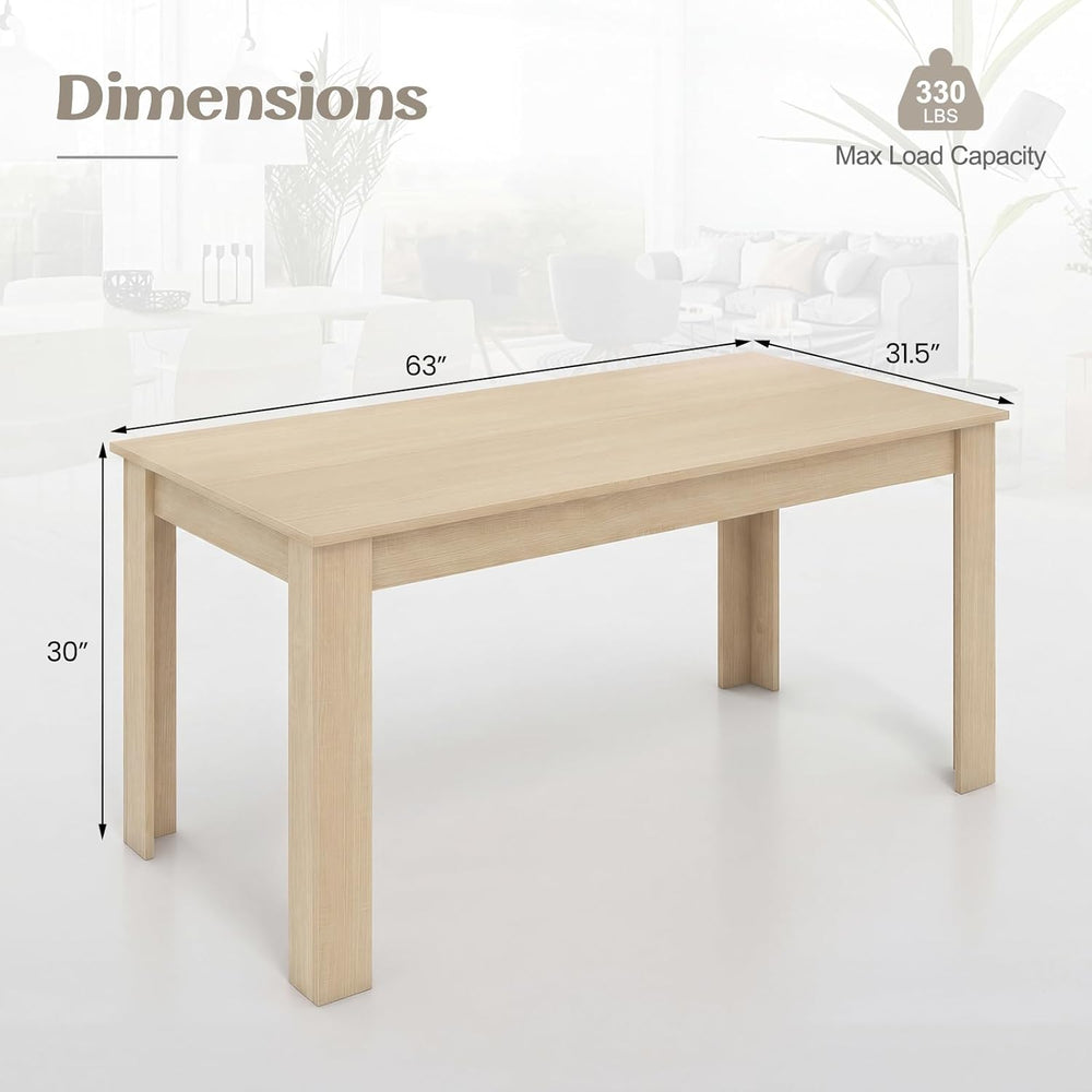 Giantex Dining Table for 4-6, 63" L Large Farmhouse Kitchen Table, Woode...