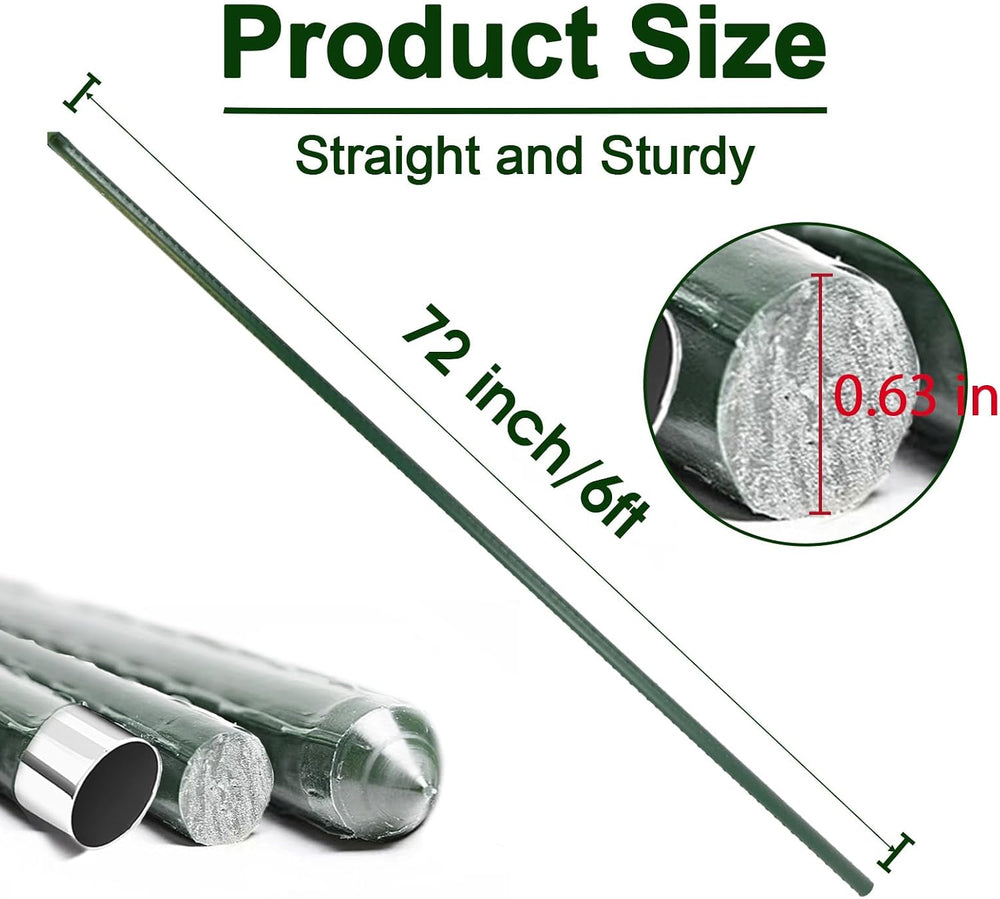 Garden Stakes 6ft, Metal Plant Stakes 6Feet for Gardening and Farm, 72" ...
