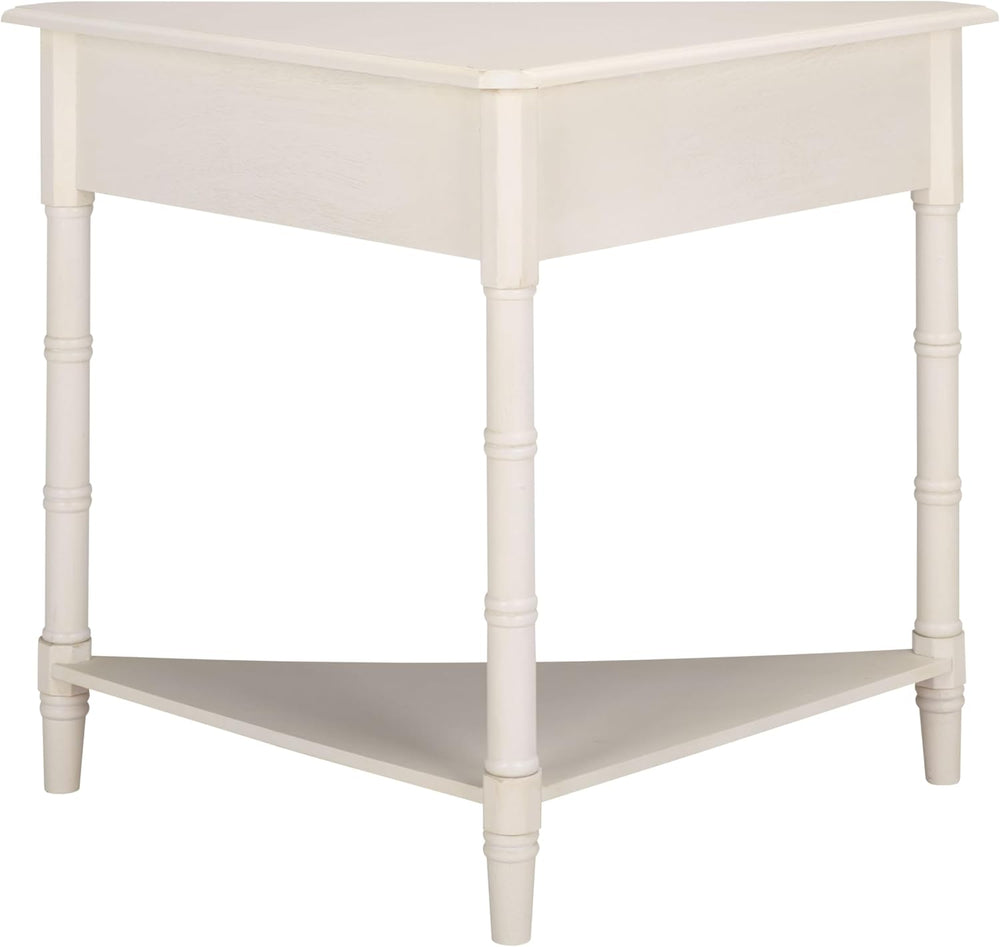 SAFAVIEH Furniture - Gomez 1-Drawer Corner Table - Ivory - Solid Wood - Class...