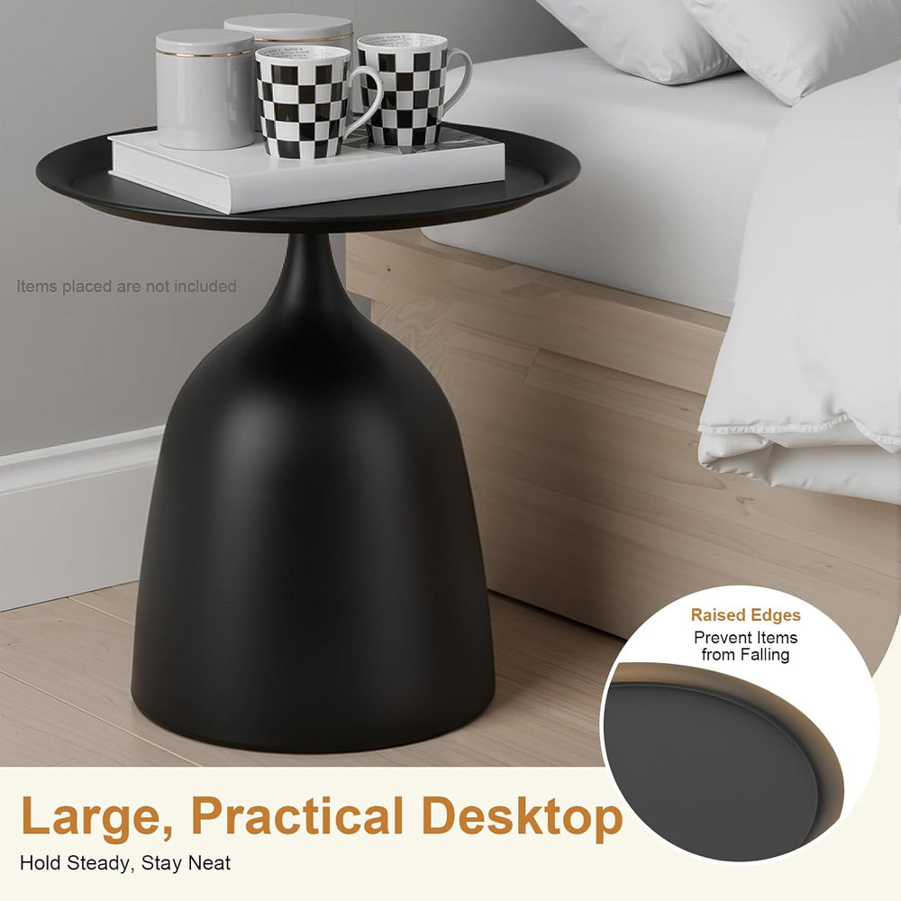Black Nesting Tables, Round End Side Table Set of 2