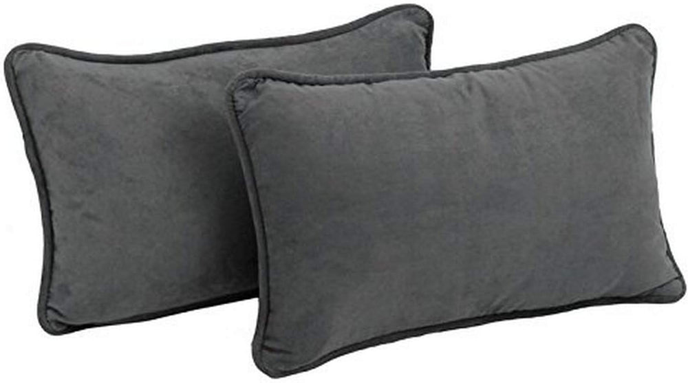 Blazing Needles Corded Solid Microsuede Rectangular Throw Pillows with Insert...