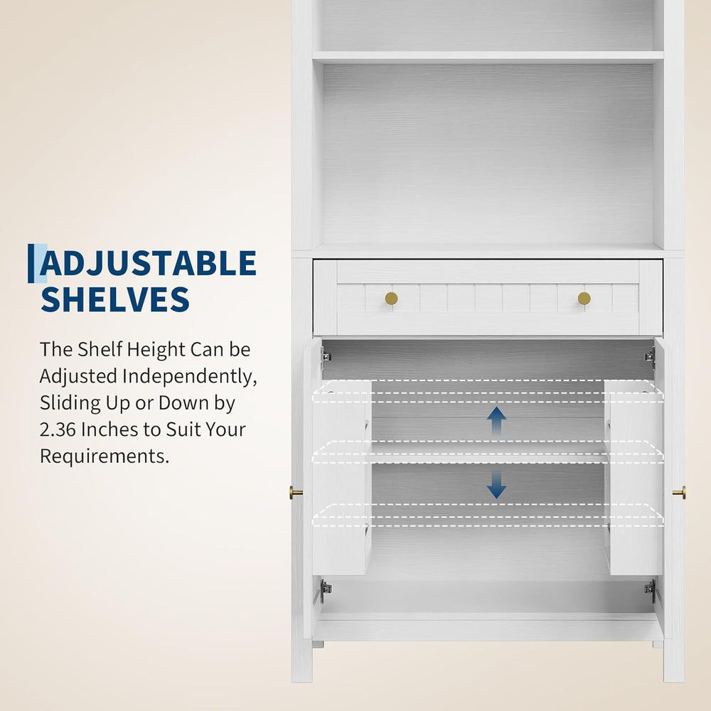 Modern Farmhouse Arched Pantry Cabinet 73" – Freestanding Tall Storage w...