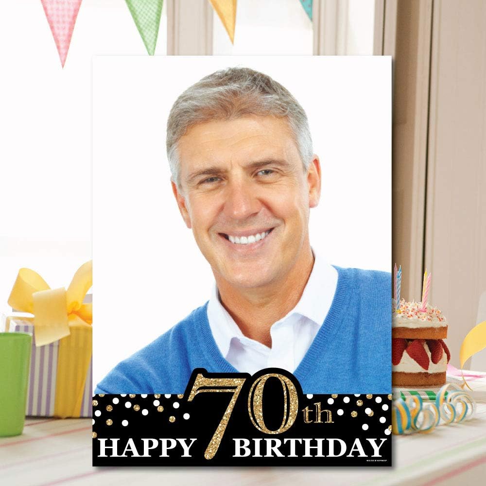 Big Dot of Happiness - Custom Adult 70th Birthday - Gold - Photo Yard Sign - ...