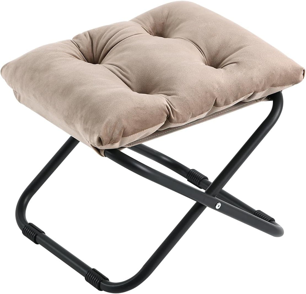 LITA Folding Footrest Stool, Portable Ottoman Foot Rest, Upholstered Small Fo...