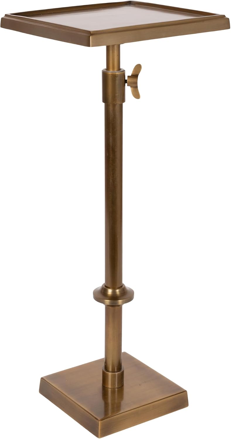 Kate and Laurel Engles Traditional Adjustable-Height Square Pedestal Drink Ta...