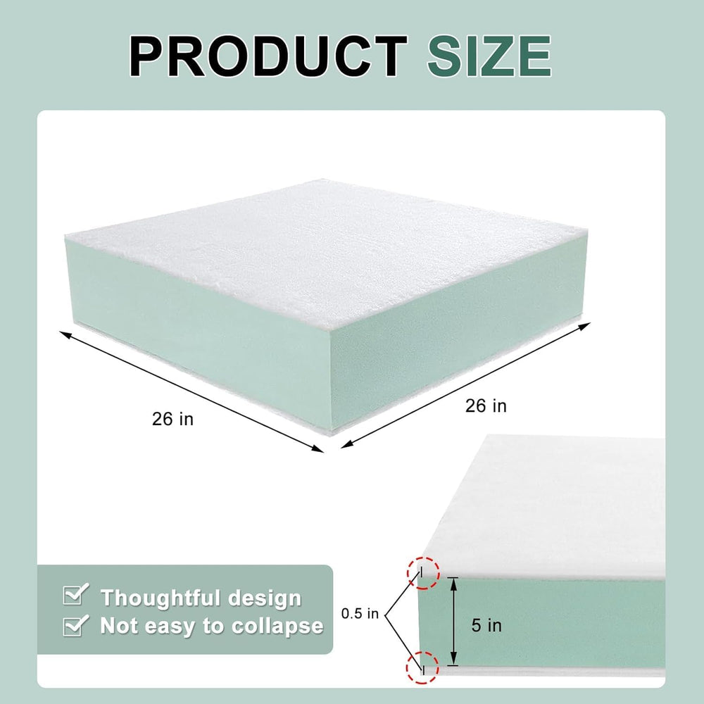 Extra Thickness 3 Layer Couch Cushion Replacement, 26"x26"x6" ...
