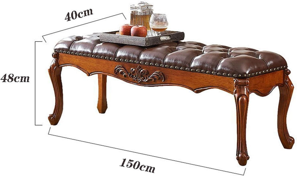 Modern 1.2m/1.5m Vintage European Bedside Stool Bedroom Carved Bench Wooden S...