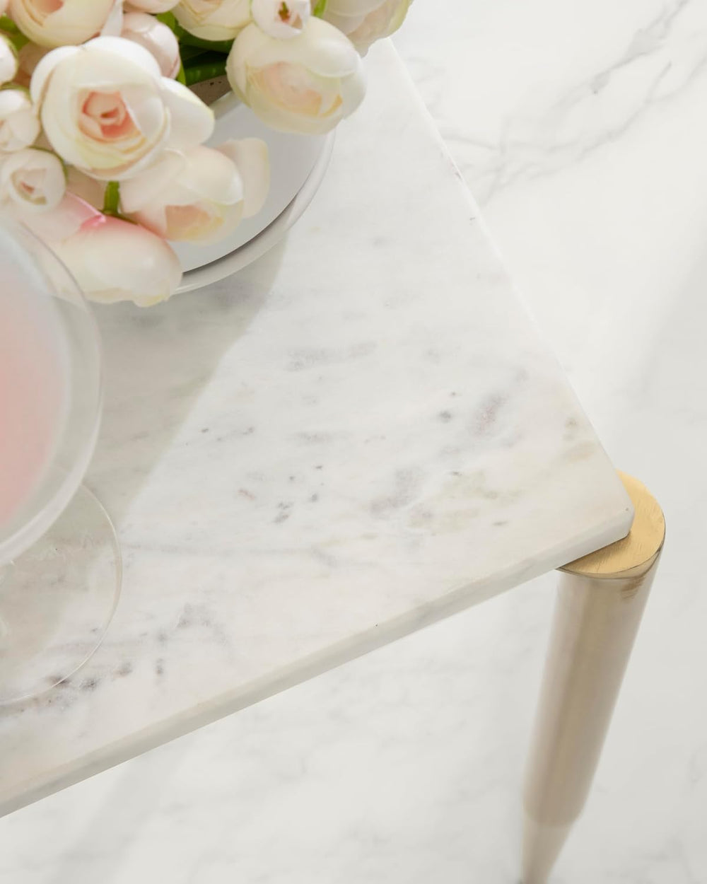 Kate and Laurel Lemaire Modern Square Marble Drink Table, 12 x 12 x 24, White...