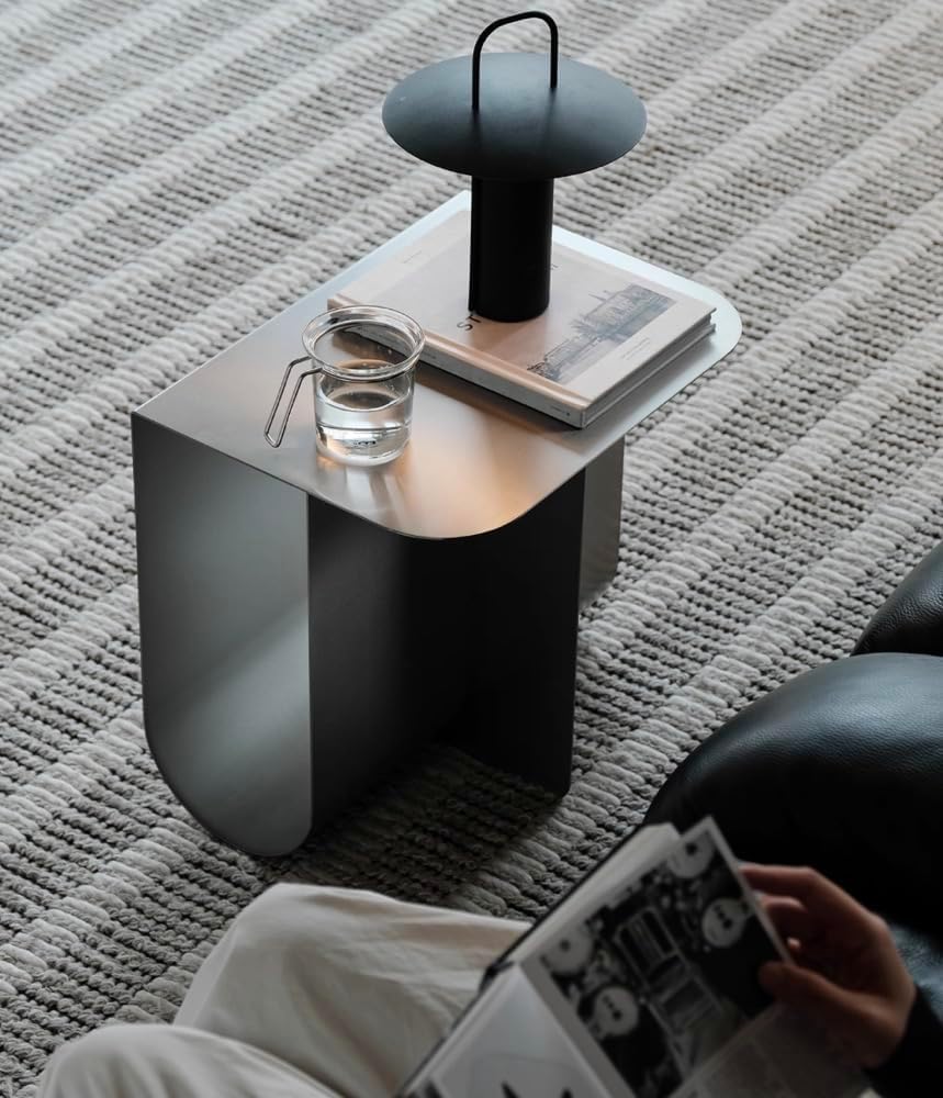 Modern Stainless Steel Side Table, Minimalist Storage Coffee Table,Accent Tab...