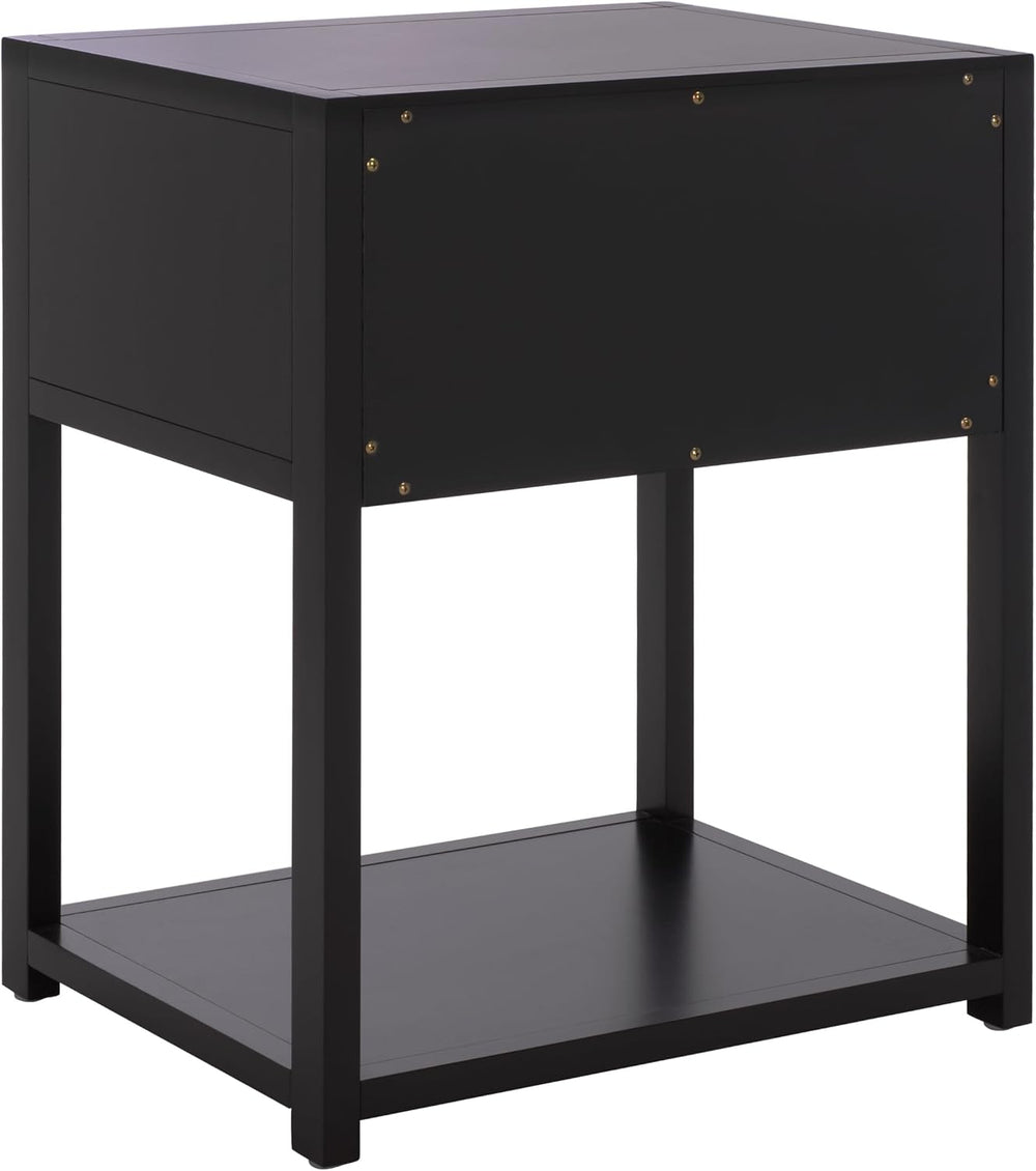 SAFAVIEH Furniture - Sadie 1-Drawer Nightstand - Black - Wood - Glam Gold Har...