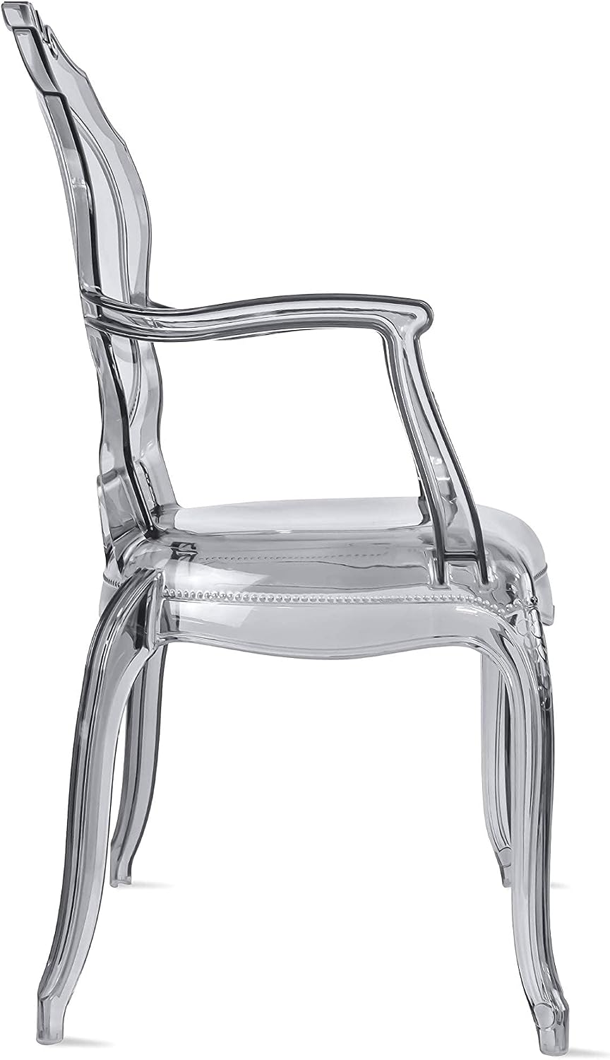2xhome Stackable Ghost Dining Chair | Transparent Vanity Armchair | Louis Bel...