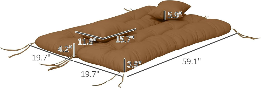 Outsunny 59" Tufted Bench Cushions & Throw Pillows 4 Piece Tan