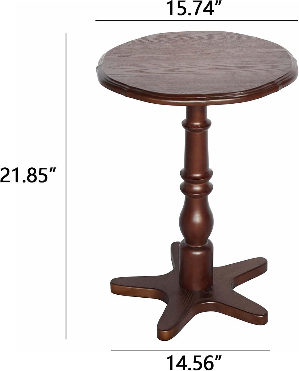 Vintage Accent Side Table, 15.75 Inch Round Wooden Pedestal Design for Living...