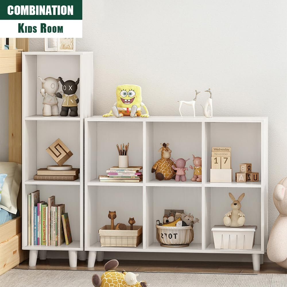 IOTXY Open Cube Low Bookcase - 3-Tier Freestanding Storage Display Cabinet Or...