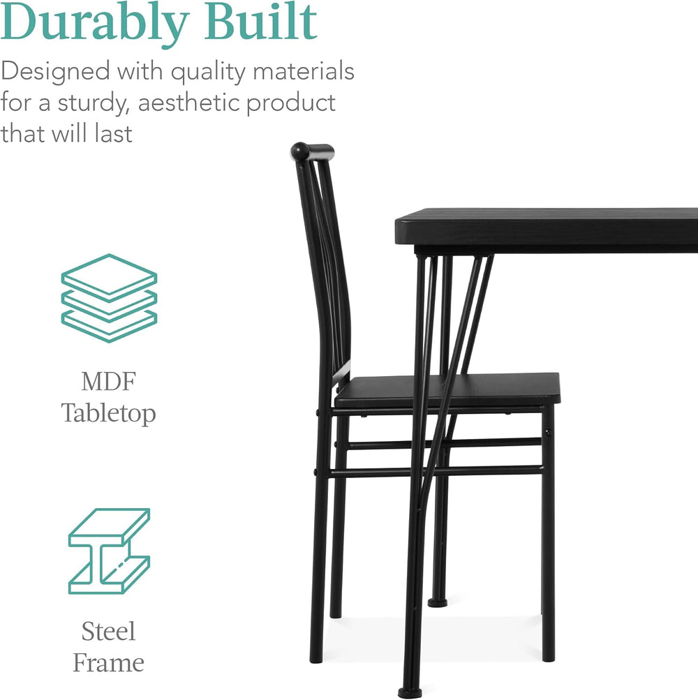 Best Choice Products 5-Piece Metal and Wood Indoor Modern Rectangular Dining ...